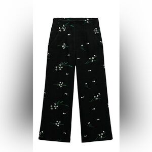 Zara black textured embroidered pants